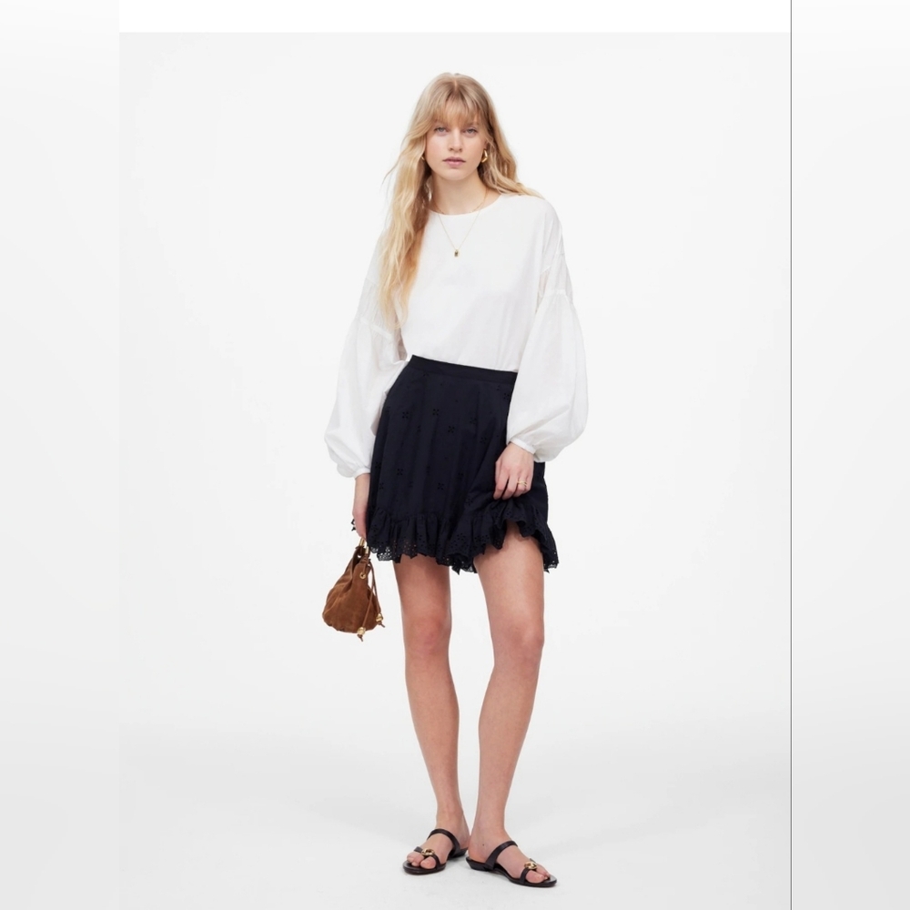 Madewell Eyelet Mini Skirt Black Size 4 New with TAGS